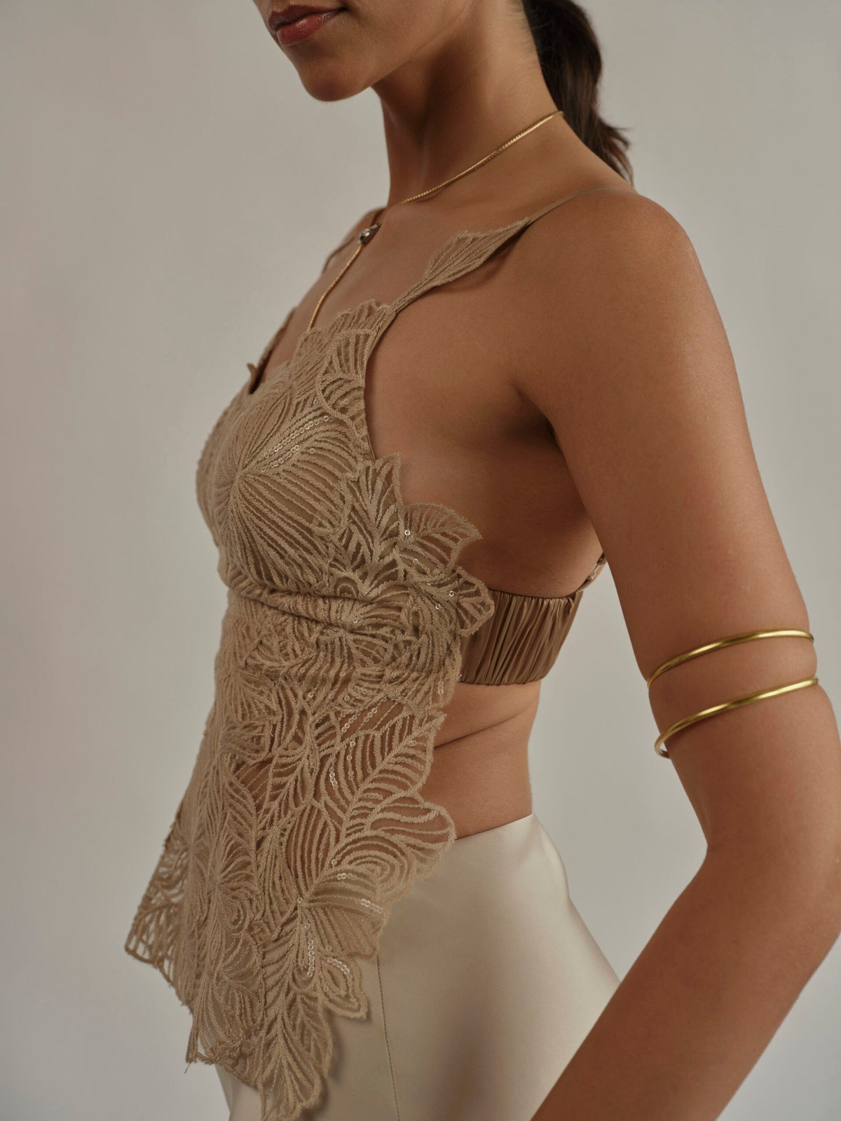Ivora Top & Champagne Skirt Set