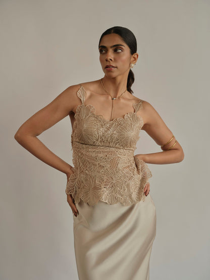 Ivora Top & Champagne Skirt Set